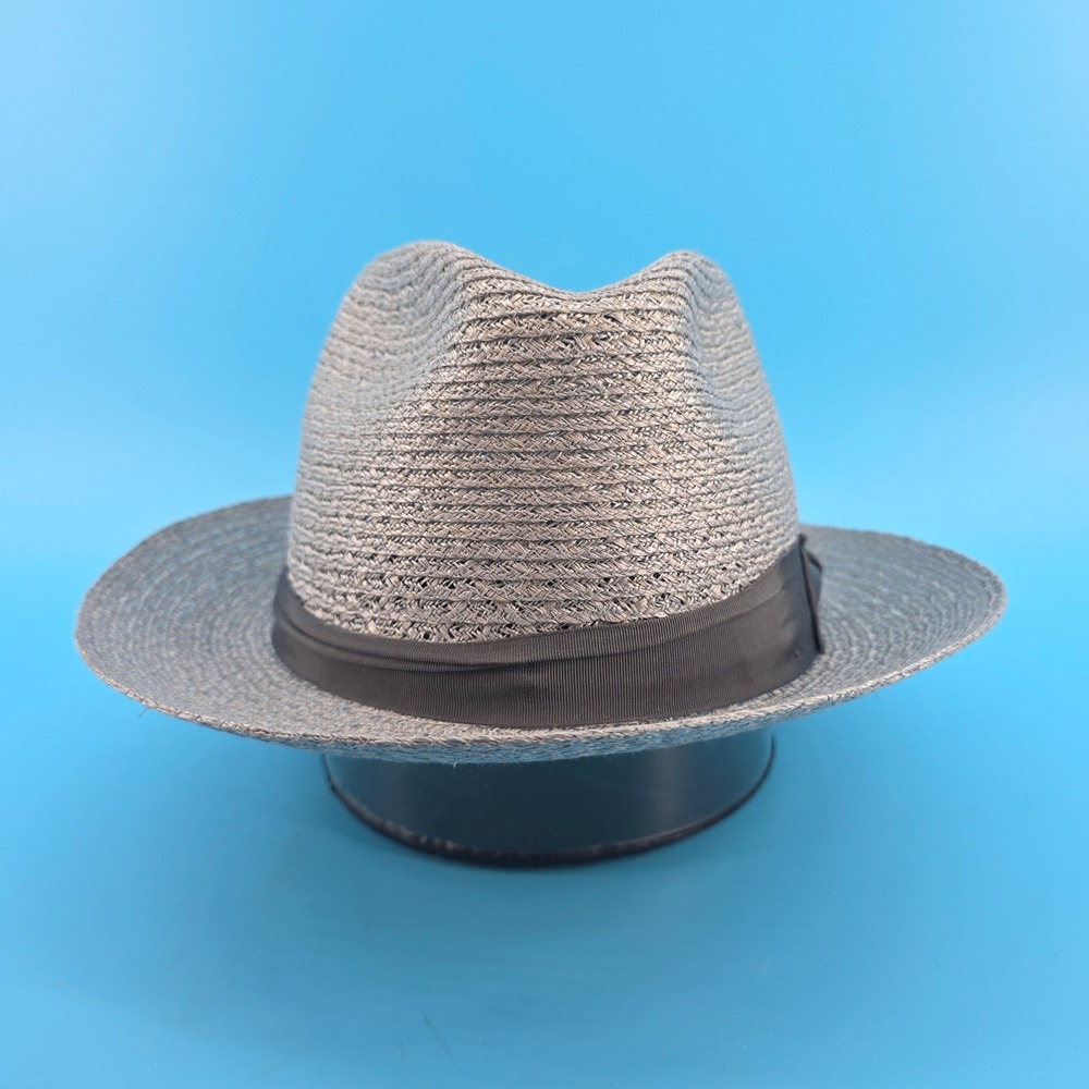 Biltmore Mens Grey Straw Fedora Hat Made in Canada Size 7 1/2